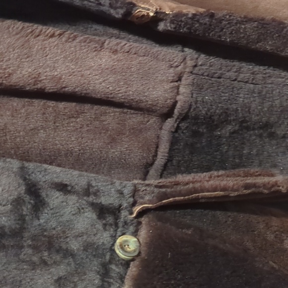 Vintage Women's Brown Shearling Suede Trench Coat - Picture 5 of 6